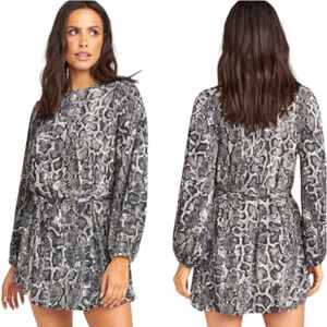 Show Me Your MuMu Geller Mini Tie Waist Swing Dress Balloon Sleeves XS NWT